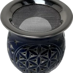 Incense burner "Flower of Life", blue, approx. 9 cm